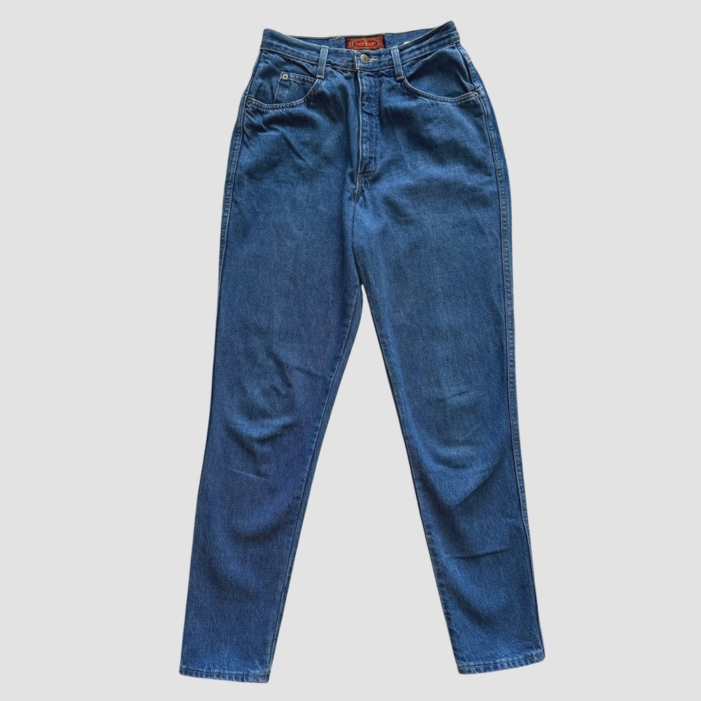 Vintage Bonjour High Waisted Tapered Mom Jeans Blue 90s USA 27 tall Long 27x32